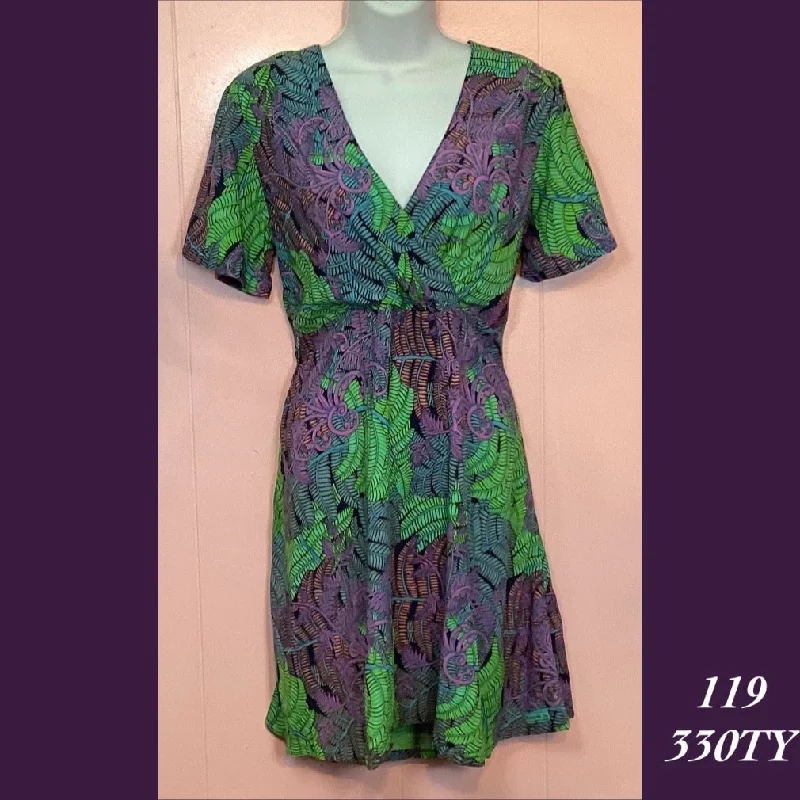 119 - 330TY ,  Sleeved cross front dress with pockets