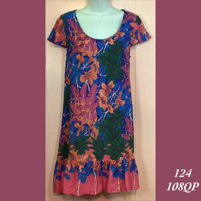 124 - 108QP , Ruffle cap sleeved dress