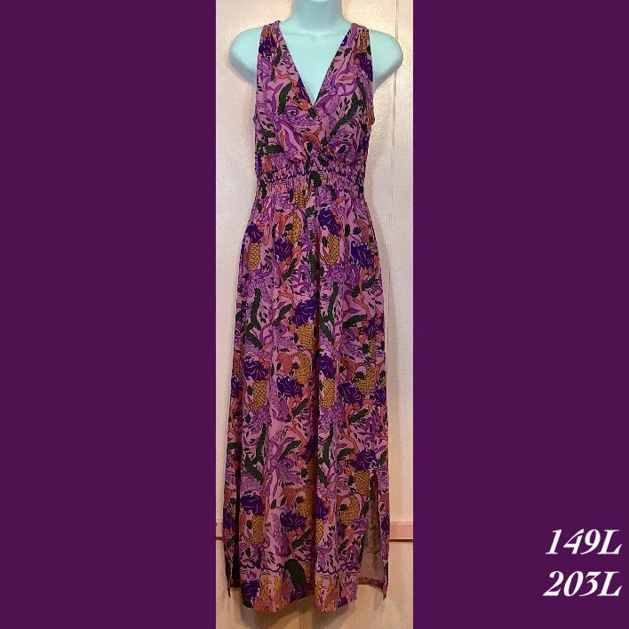 149L - 203L , Halter back dress long with pockets