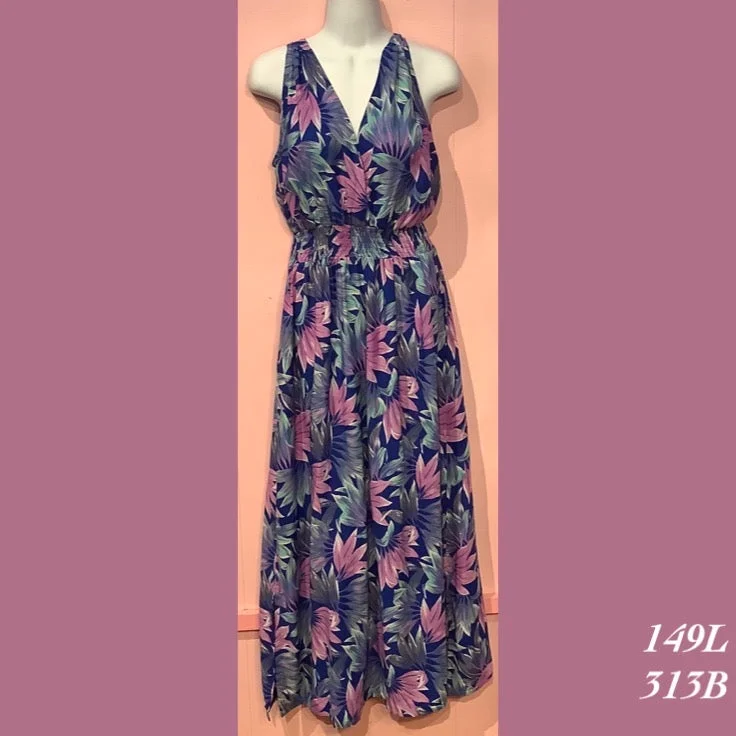 149L - 313B , Halter back dress with pockets floor length
