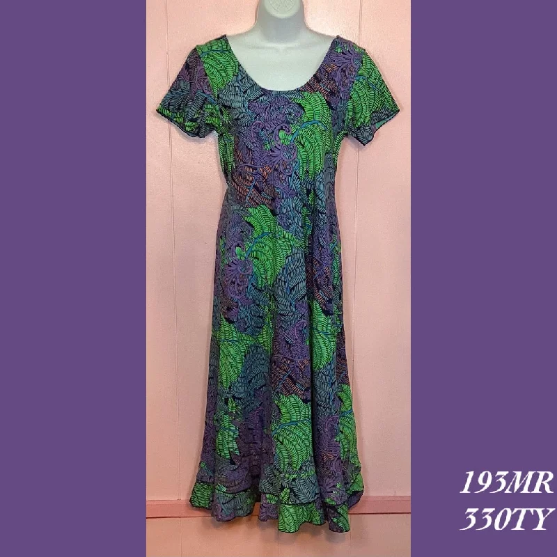 193MR - 330TY , Sleeved bias cut dress mid length with ruffle