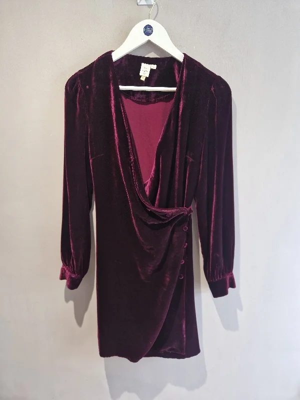 Anthropologie Burgundy velvet (20% silk) Dress - size 10