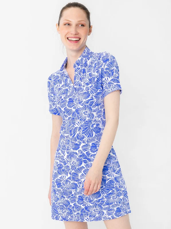 Bars Polo Dress - Secret Garden in Regatta