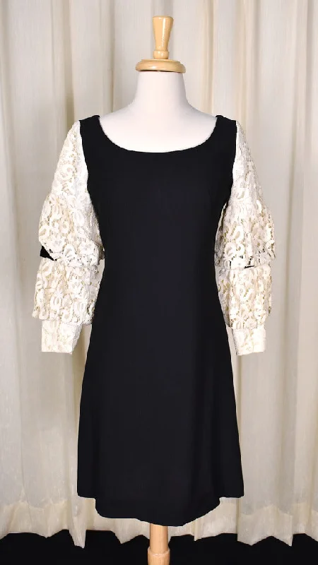 1960s Cream Lace Sleeves Dress