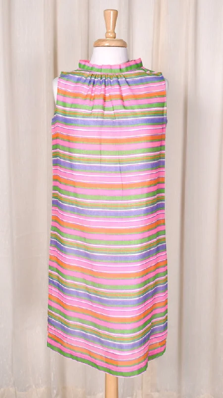 1960s Neon Pink Stripe Vintage Dress