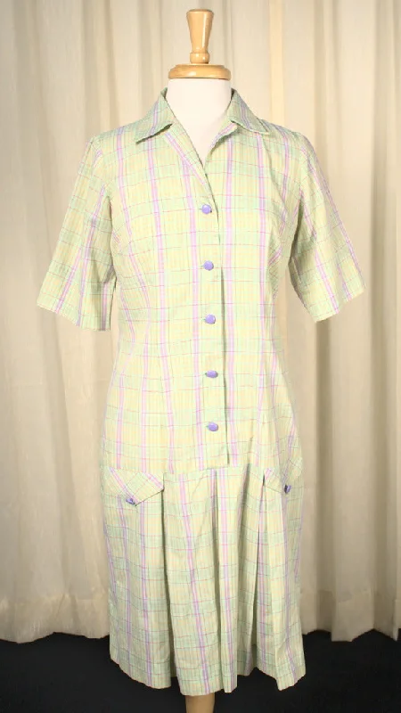 1960s Purple Vintage Plaid Dress