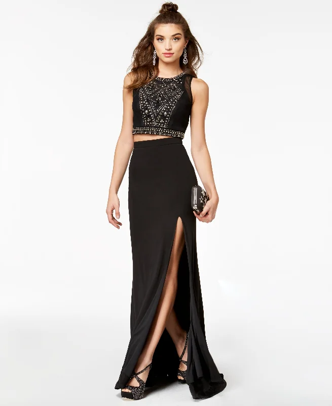City Studios 2 Pc. Beaded Halter Gown