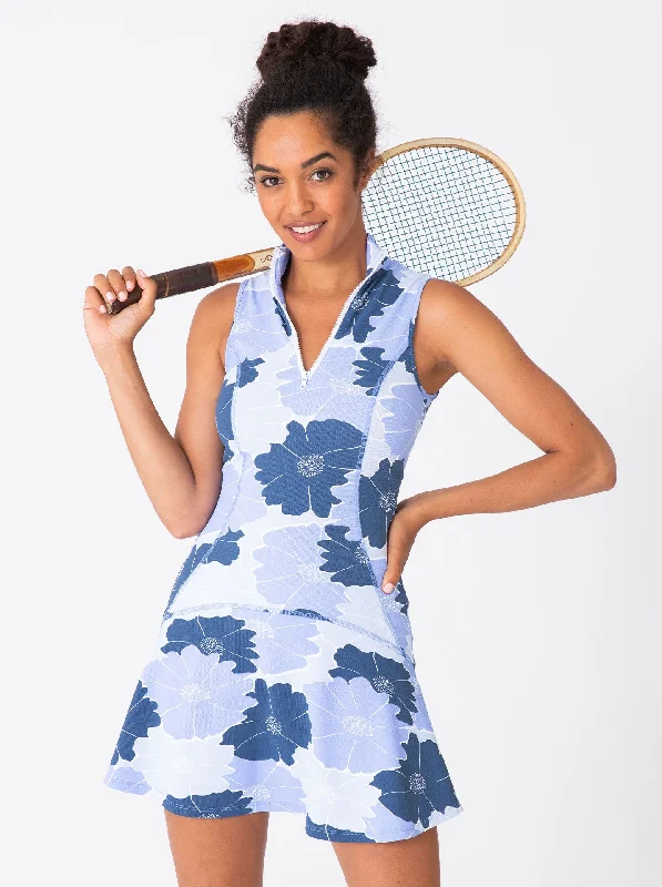 Court Dress in Glowing Gardenia Blue