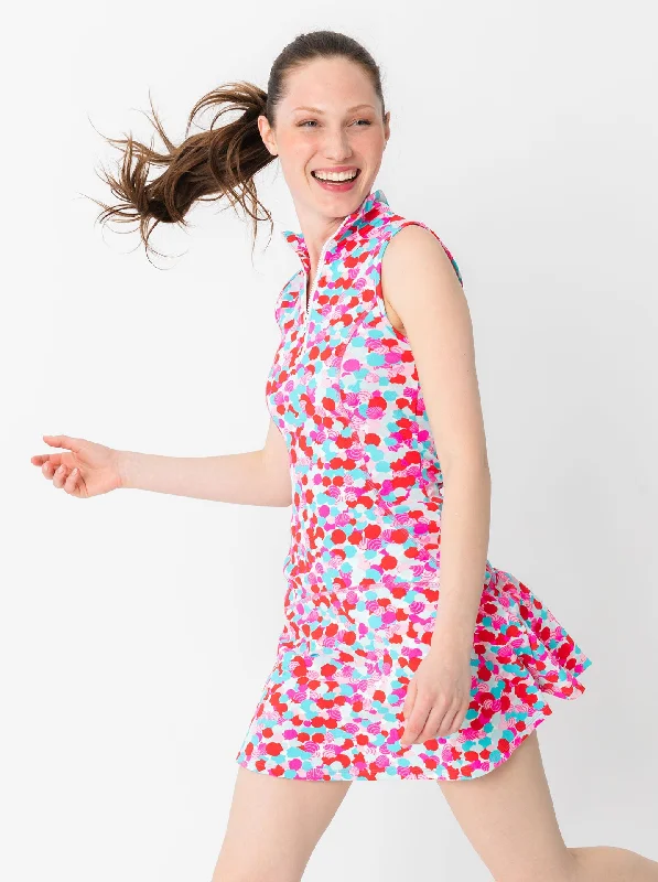 Court Dress in Hidden Shells in Poppy