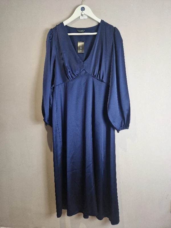 Dorothy Perkins blue satin dress, new - size 14