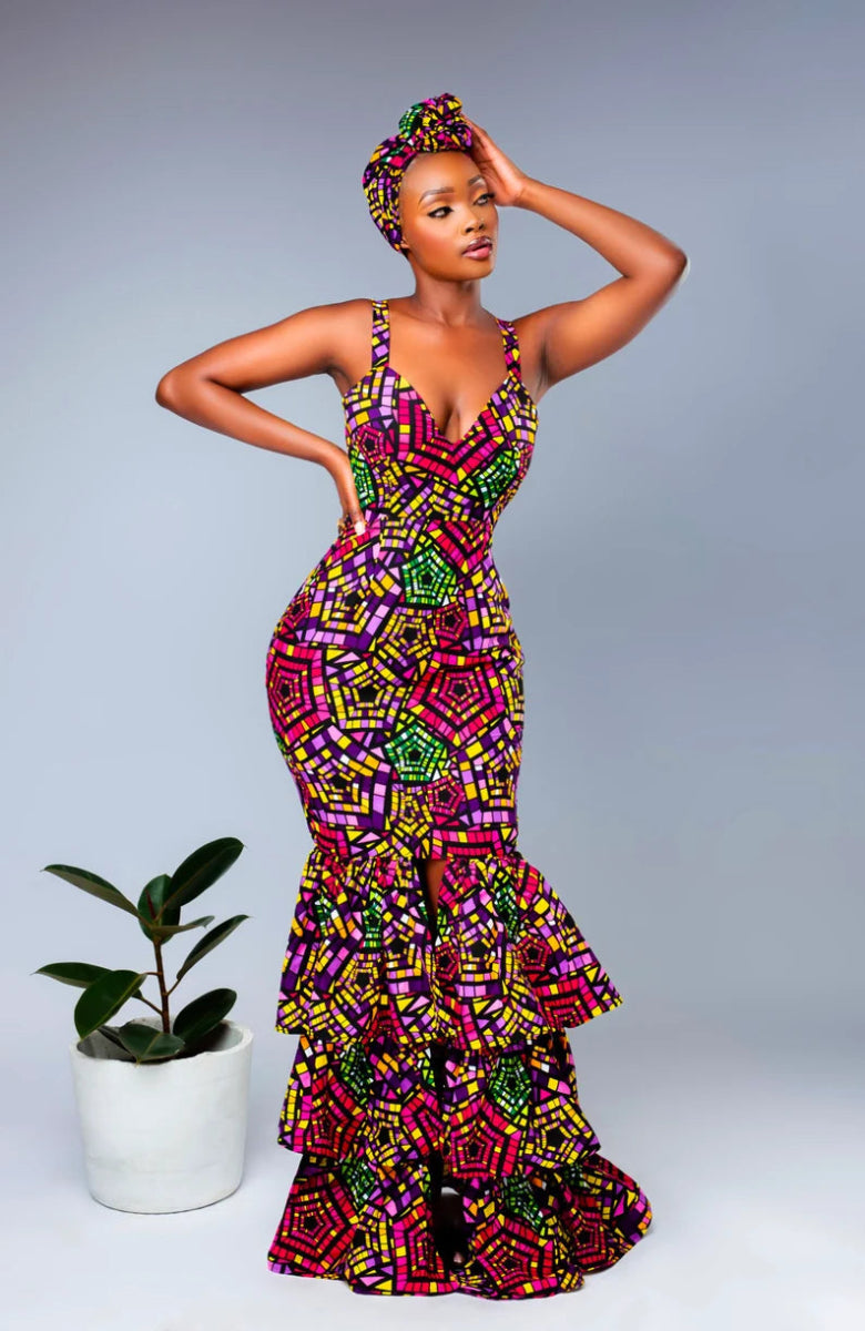 Elegant African Print Jemima Dress | Kente & Ankara Fashion