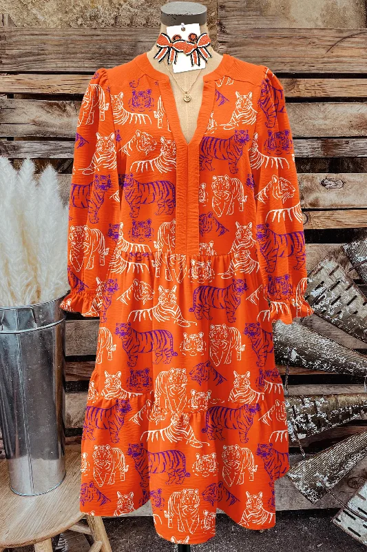 Classic Clemson Tigers Print Textured Dress