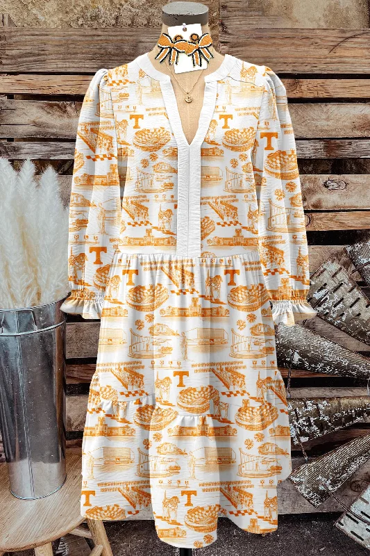 Classic Tennessee Print Textured Dress