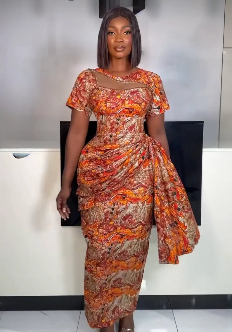 Nengi Ankara Dress with beaded detail | Special Occasion