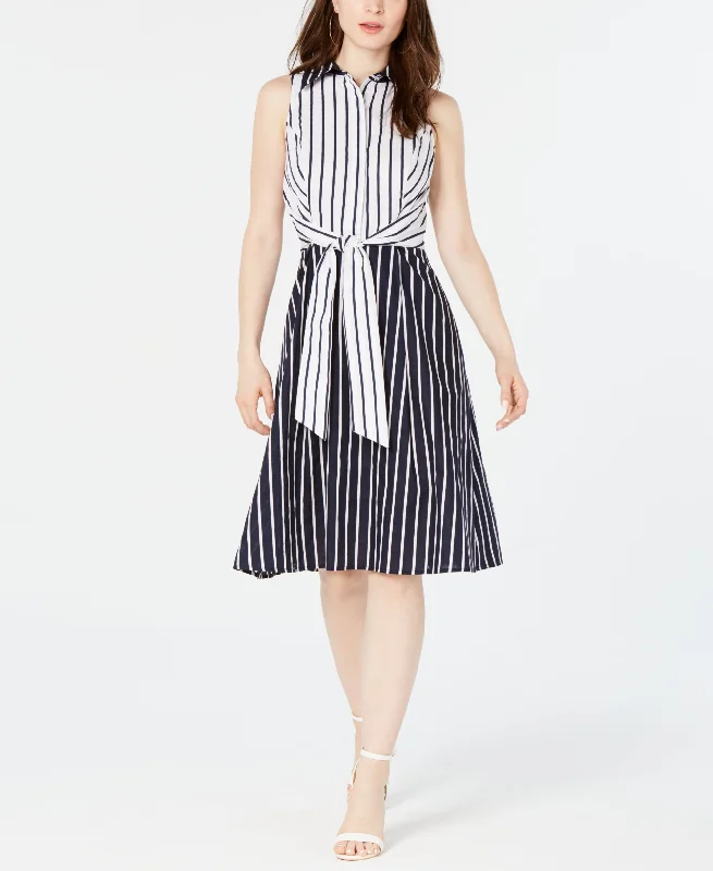 Royalty Clothing Brand Tie Front Striped Dress