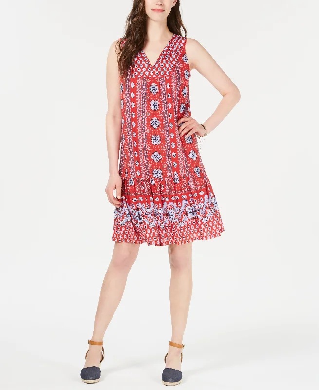 Style & Co Petite Geo Print Flounce Dress