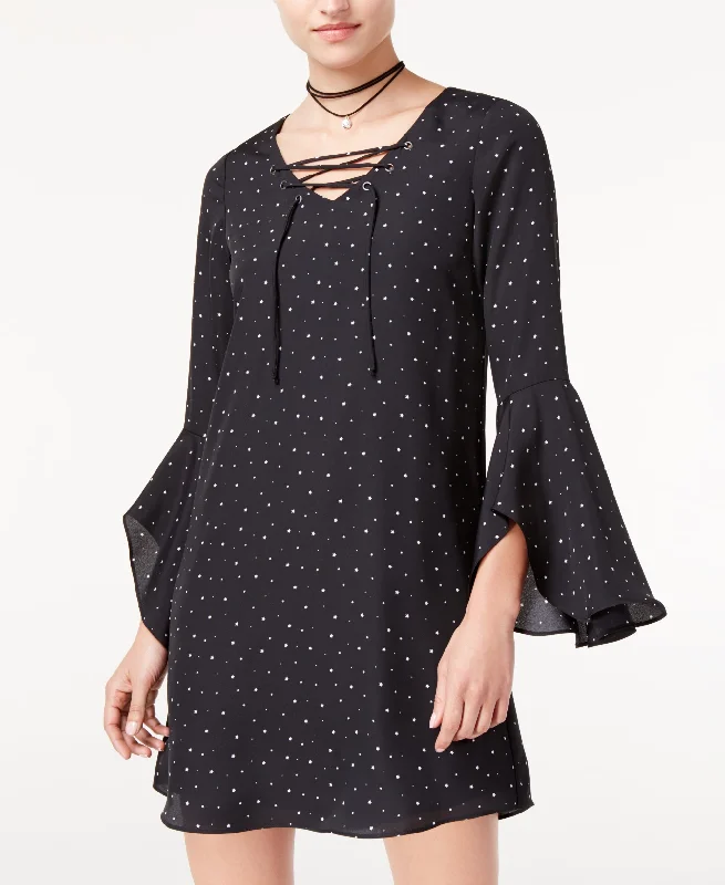 The Edit By Seventeen Juniors Star Printed Lace Up Chiffon Dress