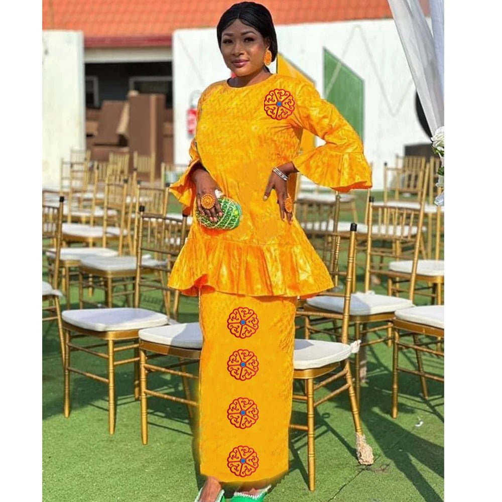 Elegant Bazin Rich Dresses for African Women - Traditional Brocade Clothing