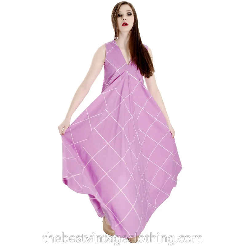 Vintage 1971 Marimekko  Designer Iconic Tent Dress Purple White Lines 38 /10