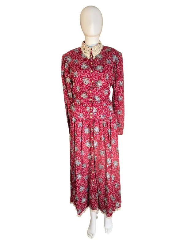 Vintage Gunne Sax Dress 1980s Lace Collar Jessica McClintock