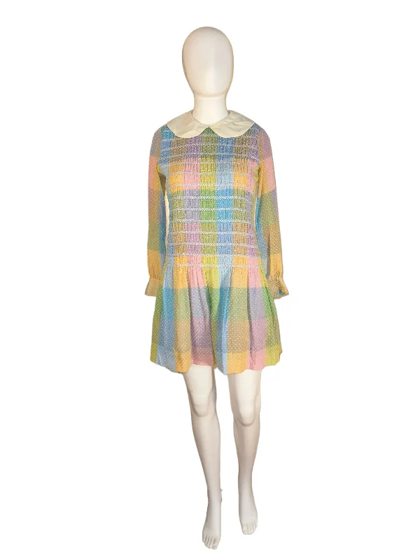 Vintage Pastel Dress Peter Pan Collar 1960s