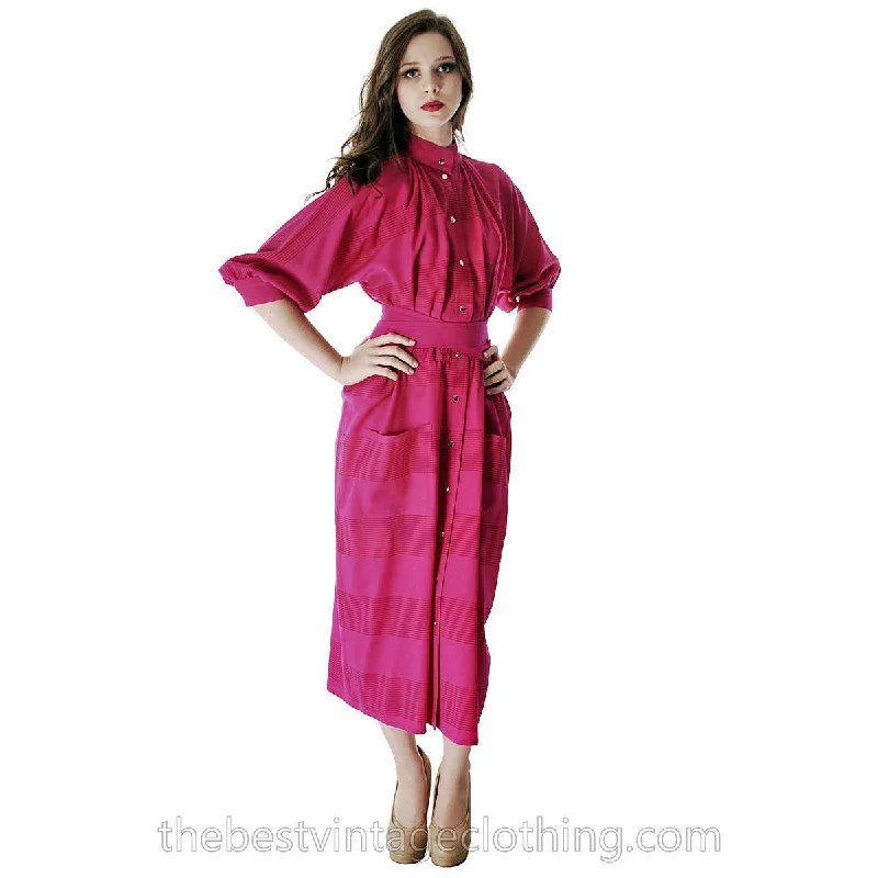 Vintage Vuokko Nurmesniemi Finland Fuchsia  Finest Wool Voile Coat Dress 1970s XS-M