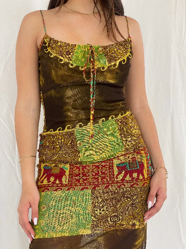 Vintage Y2K O+ by Jus D’Orange Paris Boho Semi Sheer Dress