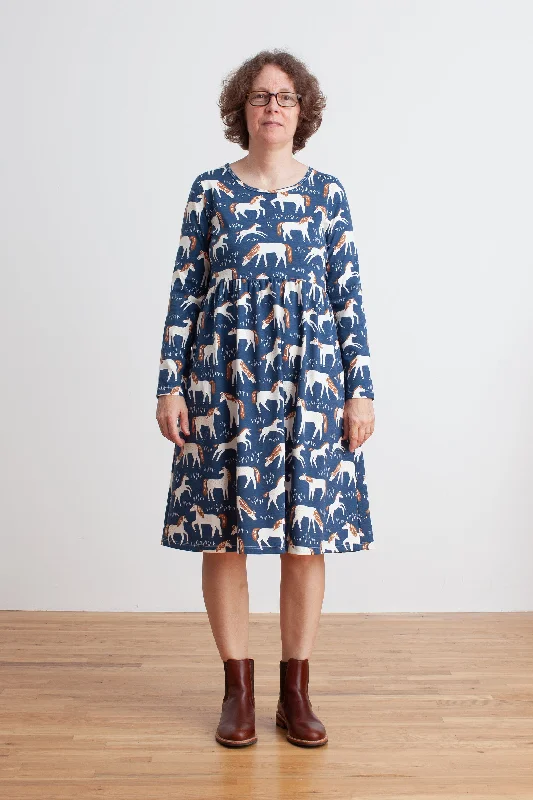 Women's Copenhagen Dress - Horses Navy