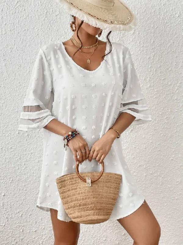 Women's Swiss Dot Beach Cover-Up Dress for Summer