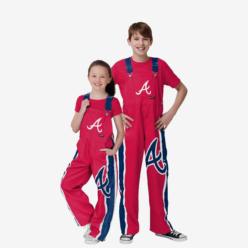 Atlanta Braves Youth Team Stripe Bib Overalls Streetwear Cargo Overalls