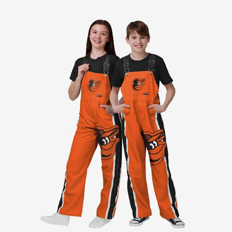 Baltimore Orioles Youth Team Stripe Bib Overalls Belted Waist Jumpsuit