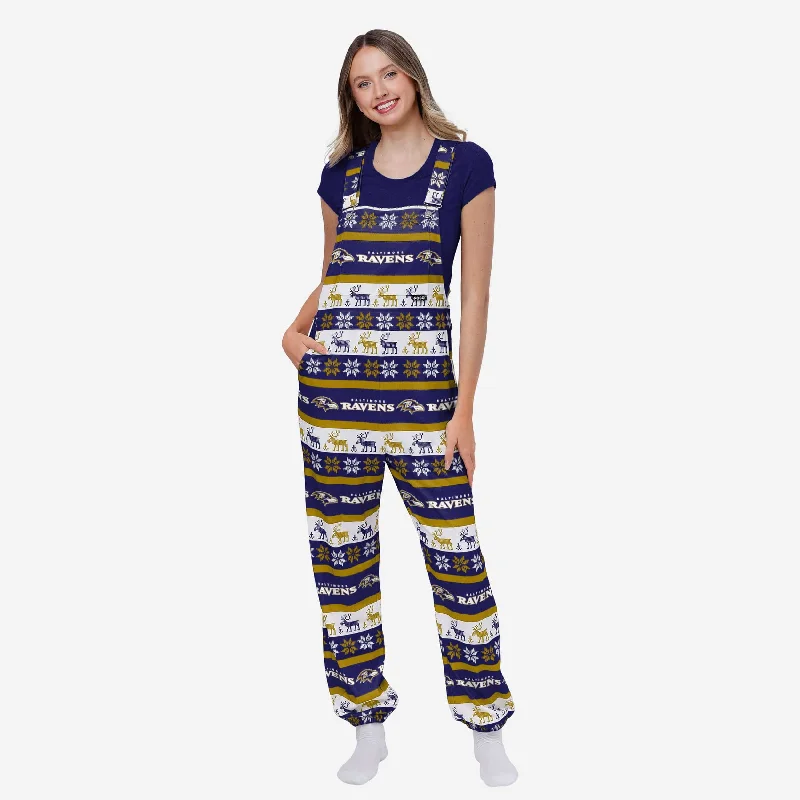 Baltimore Ravens Womens Ugly Home Gating Bib Overalls Sleeveless Linen Jumpsuit