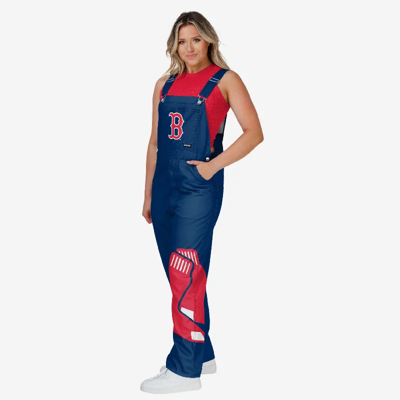 Boston Red Sox Womens Big Logo Bib Overalls Cozy Sherpa Overalls