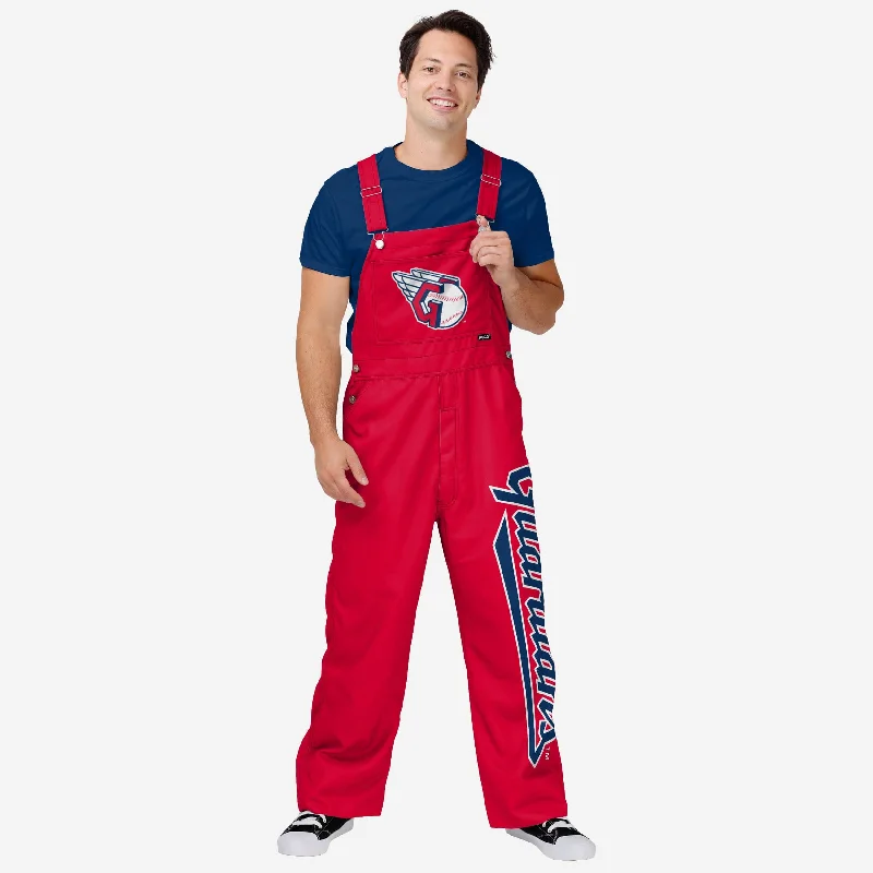 Cleveland Guardians Mens Big Logo Bib Overalls Functional Cargo Overalls