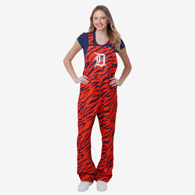 Detroit Tigers Womens Tiger Stripe Thematic Bib Overalls Vintage-Inspired Jumpsuit