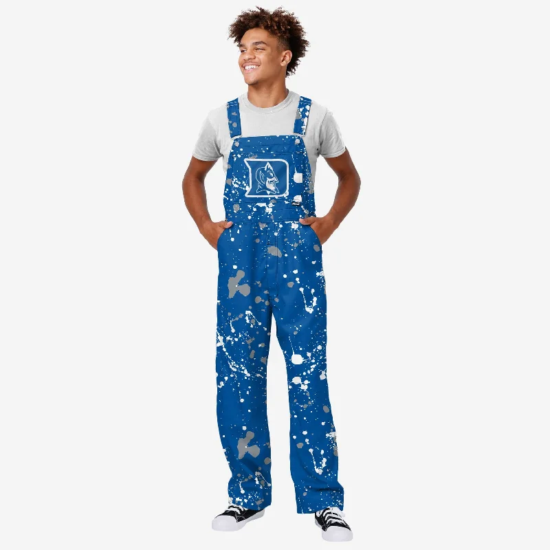 Duke Blue Devils Mens Paint Splatter Bib Overalls Ribbed Knit Overalls