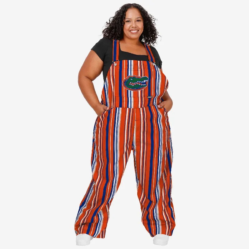 Florida Gators Womens Hyper Stripe Bib Overalls Urban Denim Jumpsuit