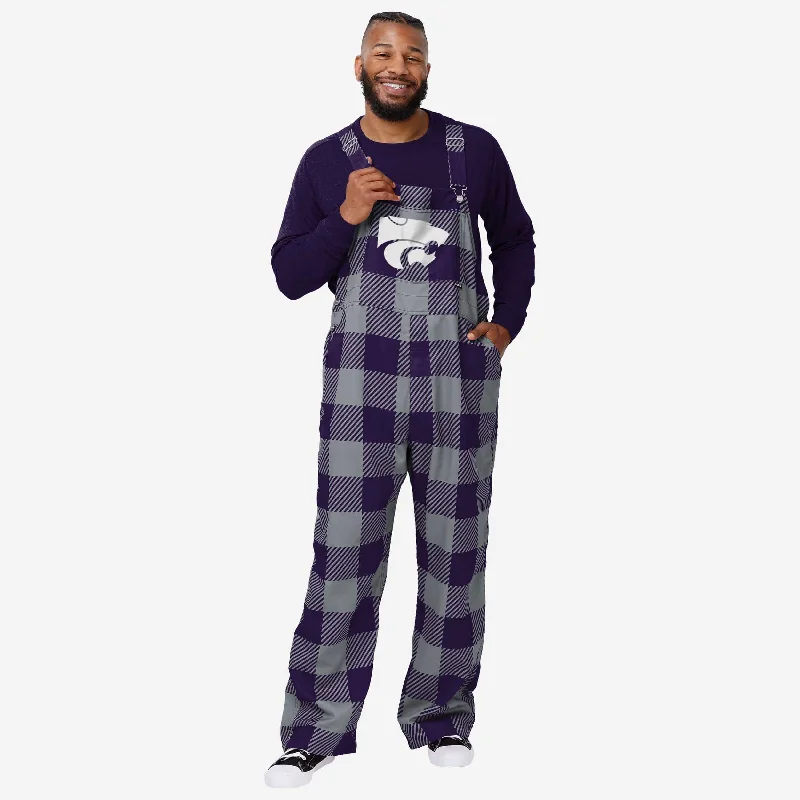 Kansas State Wildcats Mens Plaid Bib Overalls Lightweight Flowy Overalls