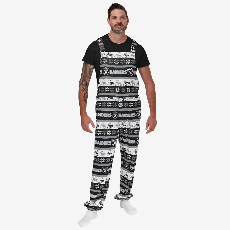 Las Vegas Raiders Mens Ugly Home Gating Bib Overalls Deep V-Neck Jumpsuit