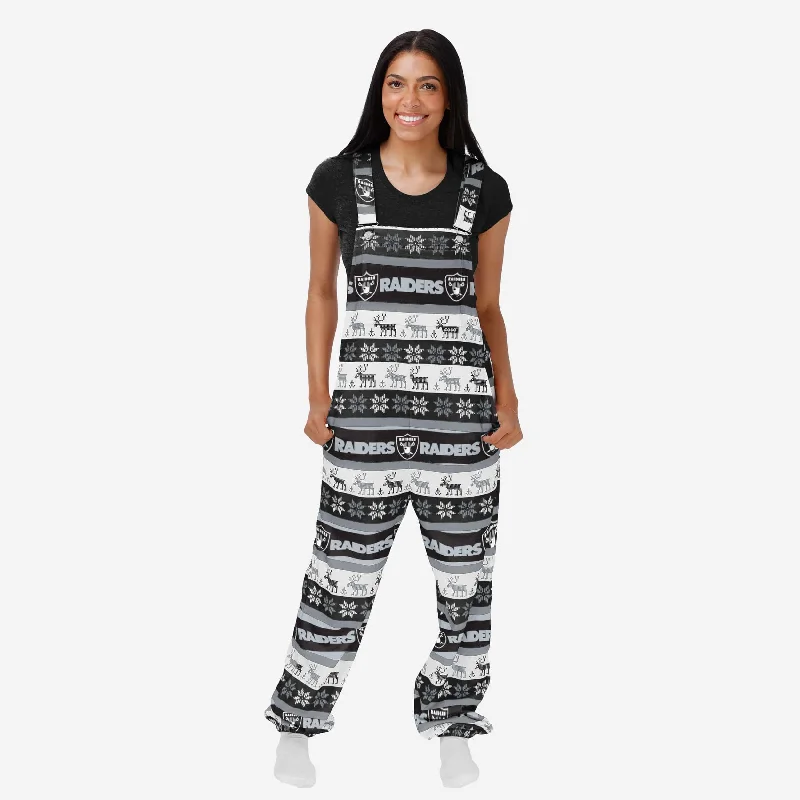 Las Vegas Raiders Womens Ugly Home Gating Bib Overalls Layered Tee Jumpsuit