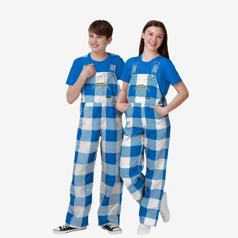 Los Angeles Chargers Buffalo Youth Plaid Bib Overalls Striped Casual Jumpsuit