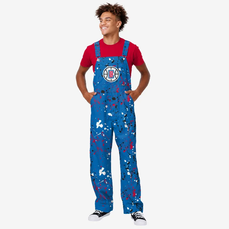 Los Angeles Clippers Mens Paint Splatter Bib Overalls Feminine Tie-Back Jumpsuit