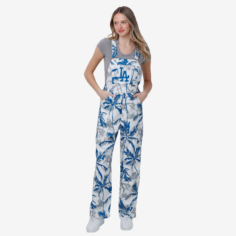 Los Angeles Dodgers Womens Palm Tree Thematic Bib Overalls Roomy Pocket Jumpsuit