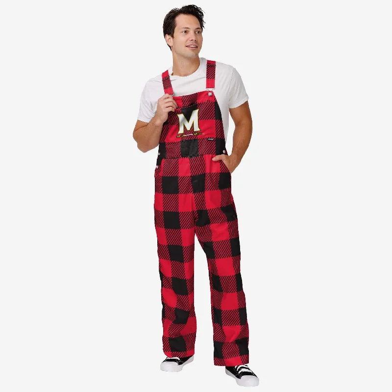 Maryland Terrapins Mens Plaid Bib Overalls Warm Fleece Overalls