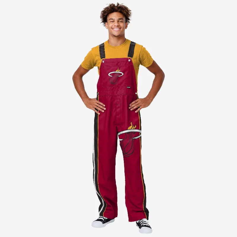 Miami Heat Mens Team Stripe Bib Overalls High-Waisted Overalls