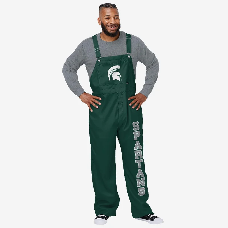 Michigan State Spartans Mens Big Logo Bib Overalls Modern Sleek Overalls