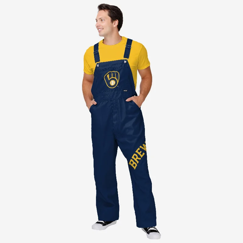 Milwaukee Brewers Mens Big Logo Bib Overalls Relaxed Tencel Overalls