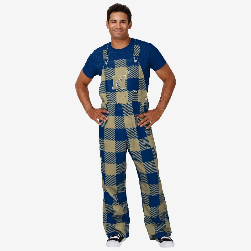 Navy Midshipmen Mens Plaid Bib Overalls Edgy Leather Overalls