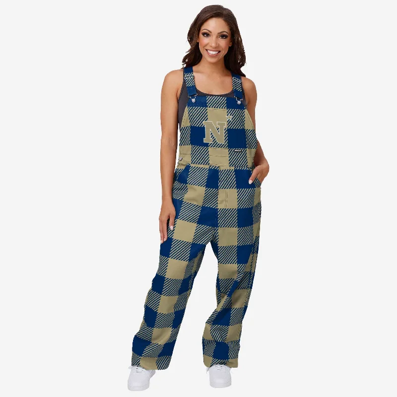 Navy Midshipmen Womens Plaid Bib Overalls Warm Fleece Overalls
