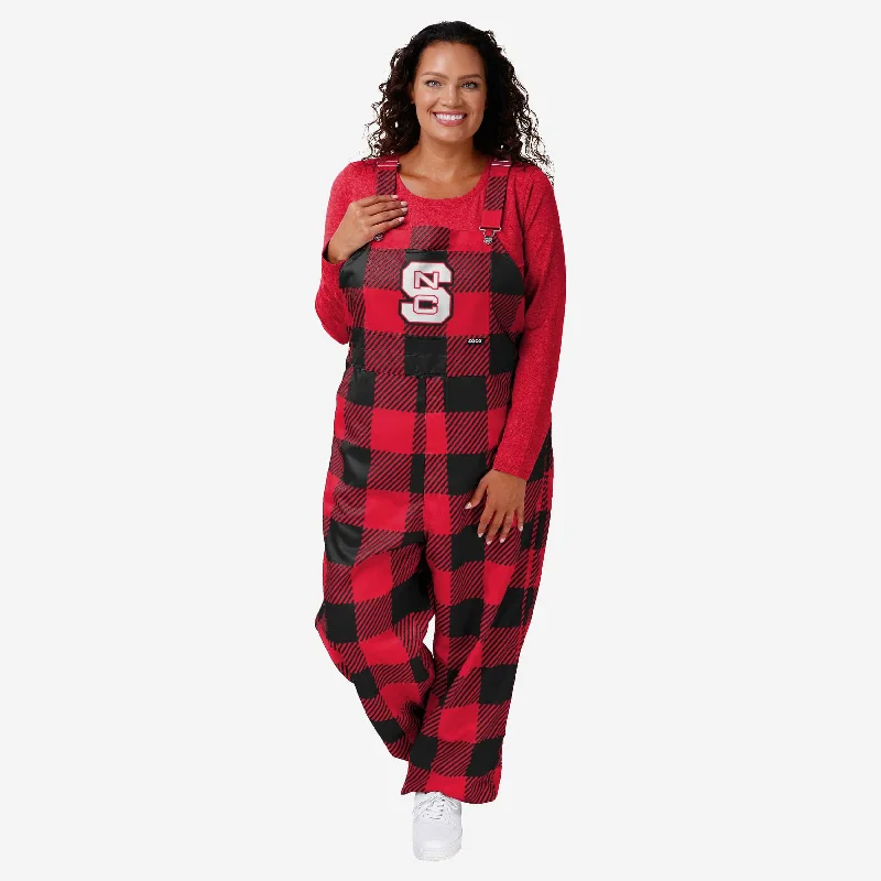 NC State Wolfpack Womens Plaid Bib Overalls Minimalist Long Overalls